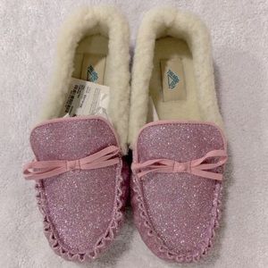 Thereabouts Toffee Girls Slip-On Slippers-Pink Glitter-Size 1-2 Medium - NWT